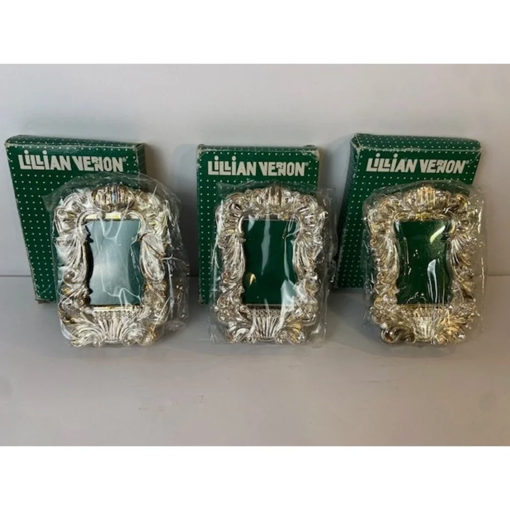 Lillian Vernon Silverplated Mini Photo Frame Set of 6 Vintage Baroque LV4501